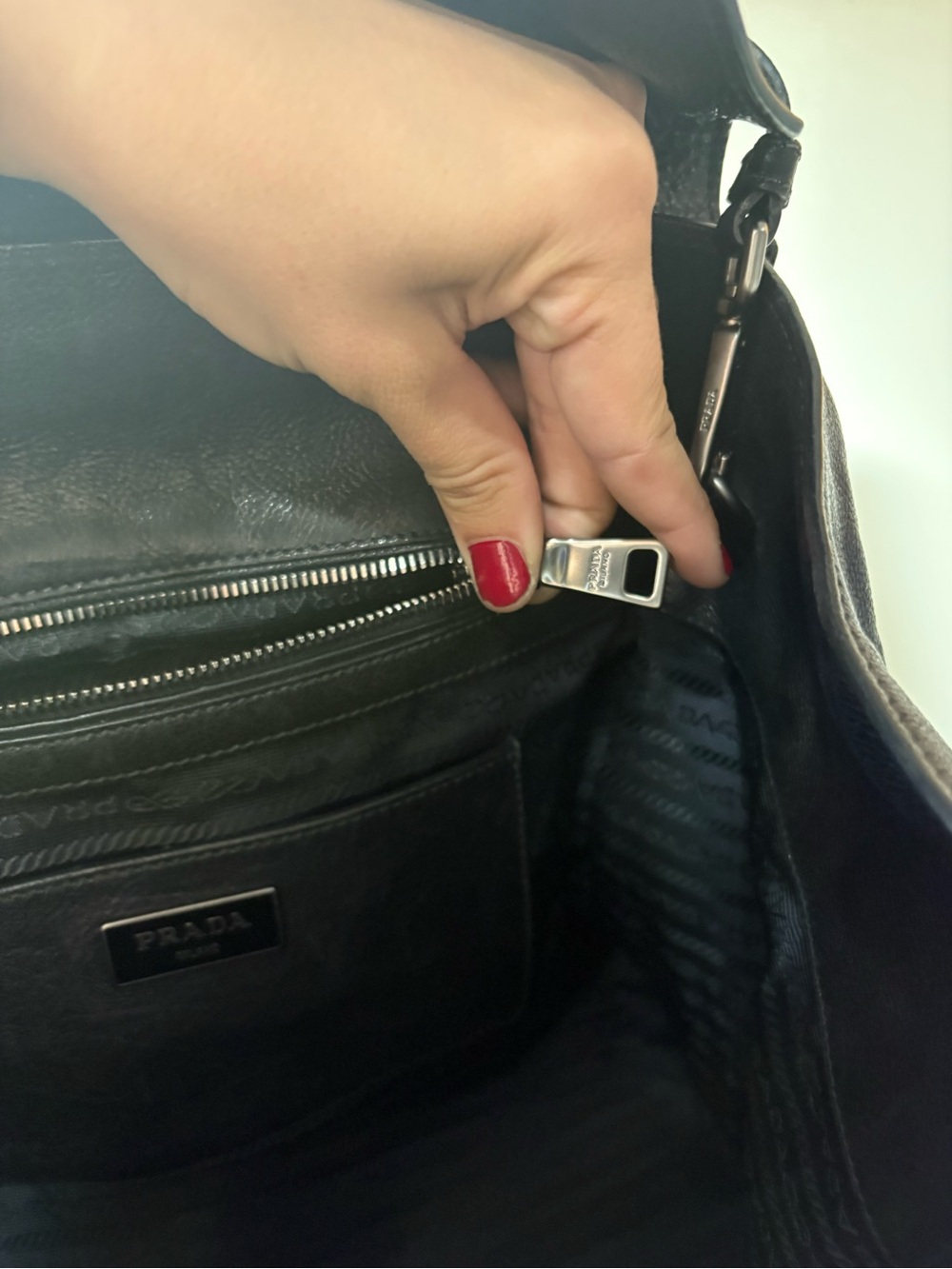 Prada Glance Pomice Two-Tone Tan and Black Leather Satchel - Picture 14 of 16